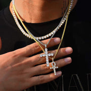 ICED CROSS PENDANT & NECKLACE